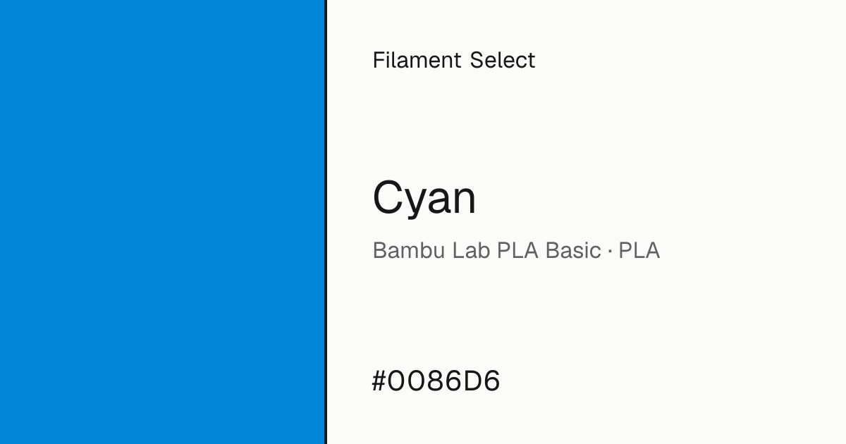 Bambu Lab PLA Basic — Cyan · Filament Select